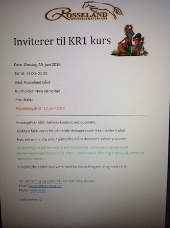 KR1 kurs på Rosseland.
